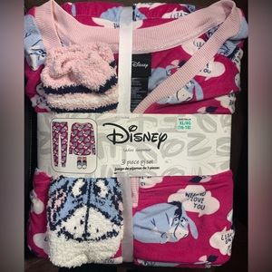 NWT Eeyore Woman’s 3 Piece Pajama Set with matching socks